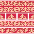 Set of 4 seamless border with motifs of Kazakh, Kyrgyz, Uzbek, national Asian decor